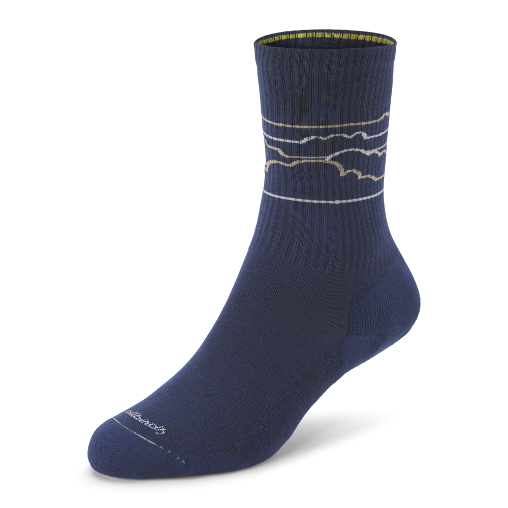 [A11493U001] Anytime Crew Sock - Deep Navy/Rugged Beige (Medium Grey) - Cloudstripe (S (W5-7))