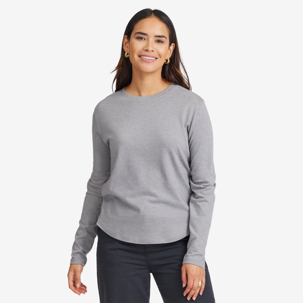 [A10339W000] Women's Soft Merino Long Sleeve Tee - Medium Grey (XS)