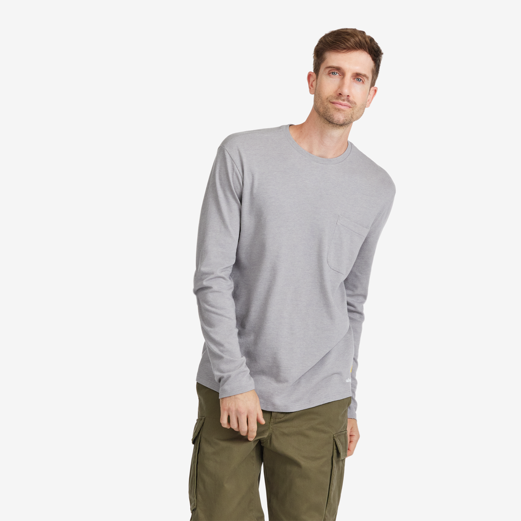 [A10332M000] Men's Soft Merino Long Sleeve Tee - Medium Grey (XS)