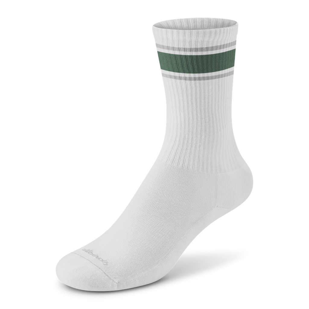 [A12705U001] Anytime Crew Sock - Blizzard, Verdant Green (Light Grey Sole) (S (W5-7))