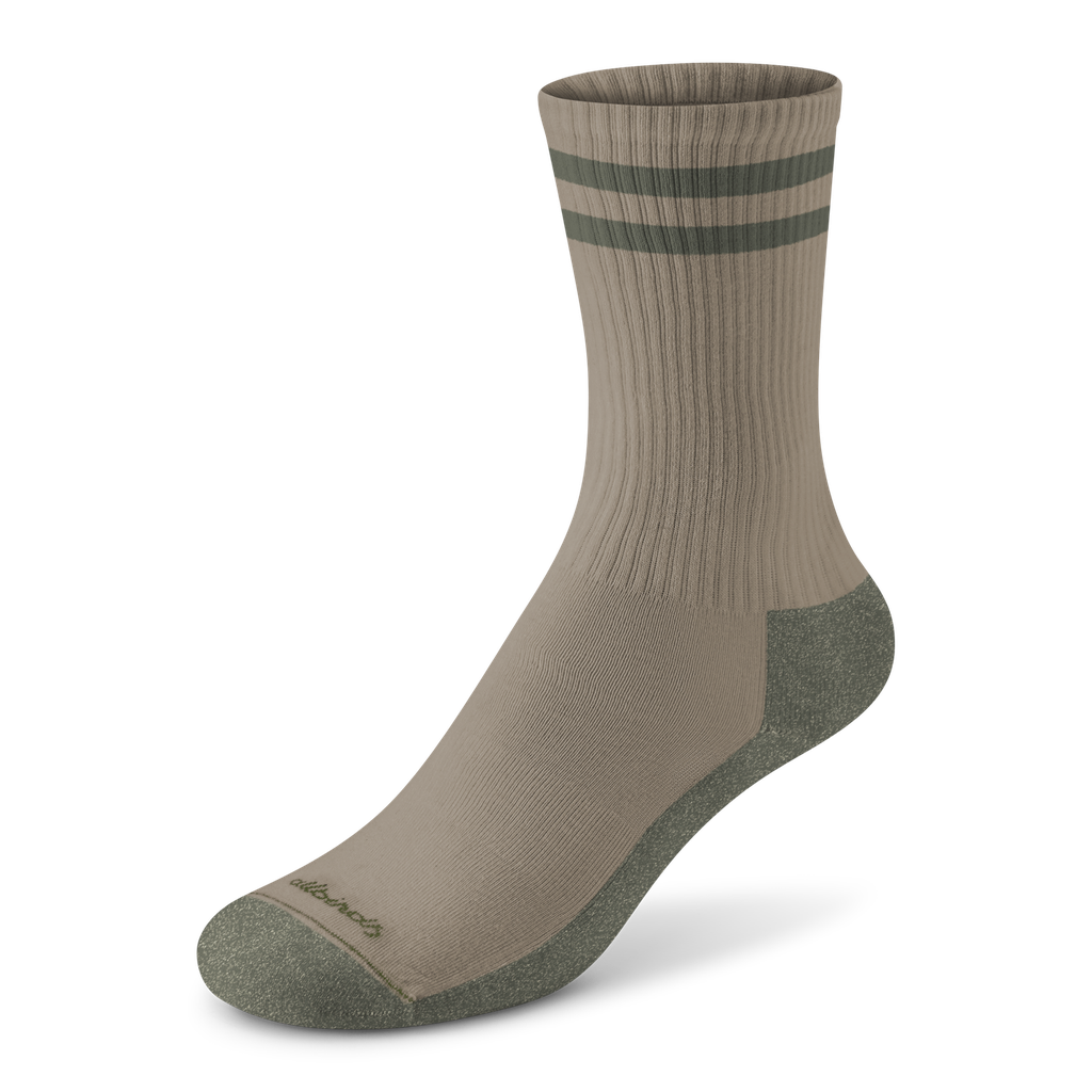 [A12132U001] Anytime Crew Sock - Rugged Beige/Thunder Green Stripe (S (W5-7))